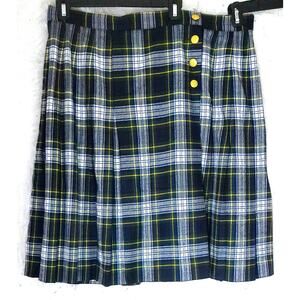 Vtg Lord & Taylor Wool Tartan Plaid Kilt Skirt Size 24W Pleated Midi Plus Size